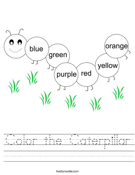 Color the Caterpillar Worksheet - Twisty Noodle Letter C Worksheet, C Worksheet, Letter I Worksheet, Letter C Worksheets, Preschool Activity Sheets, Transportation Worksheet, Name Coloring Pages, Economics Lessons, Twisty Noodle