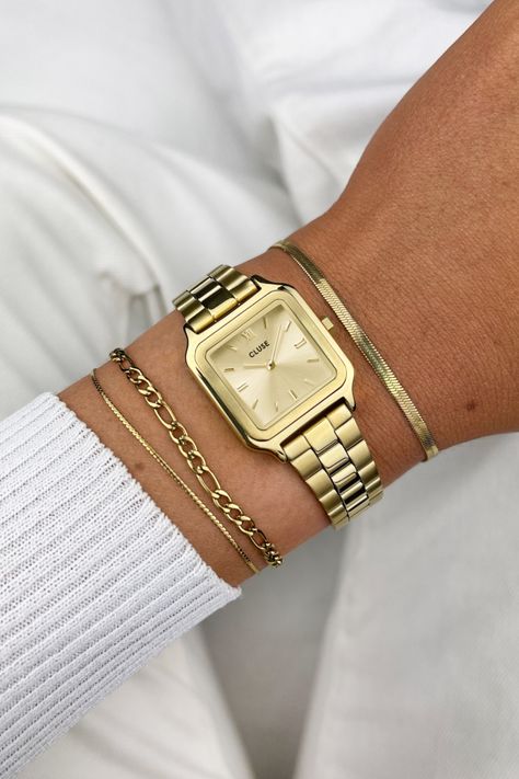 NEW | Gracieuse Petite Full Gold fossilwatch Watch And Bracelets, Mode Tips, Vintage Watches Women, Gold Watches Women, Bracelet Watches Women, Dope Jewelry, Classy Jewelry, Watches Unique, Jewelry Lookbook