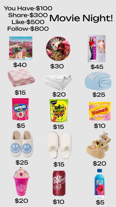 Pick your movie night!🍿🍭🎬#movienight#movie Movie Night Aesthetic, Movie Night Essentials, Sleepover Fun, Sleepover Essentials, Making A Gift Basket, Everyday Bag Essentials, Cool Gifts For Teens, Cute Birthday Ideas, Star Lanterns