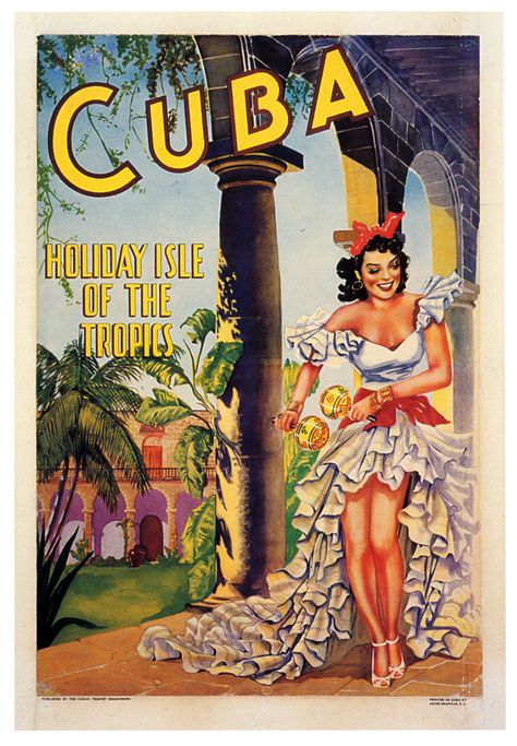 Cuba, Holiday Isle In The Tropics Cuba Holiday, Vintage Cuba, Vintage Postcards Travel, Travel Ads, Travel Postcard, Cuba Travel, Retro Travel Poster, Vintage Poster Art, Pics Art