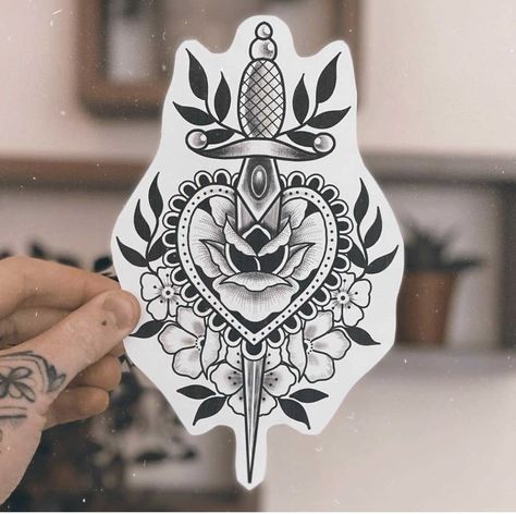 Heart And Dagger Tattoo, Tattoo Design Traditional, Tattoos Traditional, Tatoo Inspiration, Tasteful Tattoos, Artwork Inspiration, Old School Tattoo Designs, Dagger Tattoo, Traditional Tattoo Design