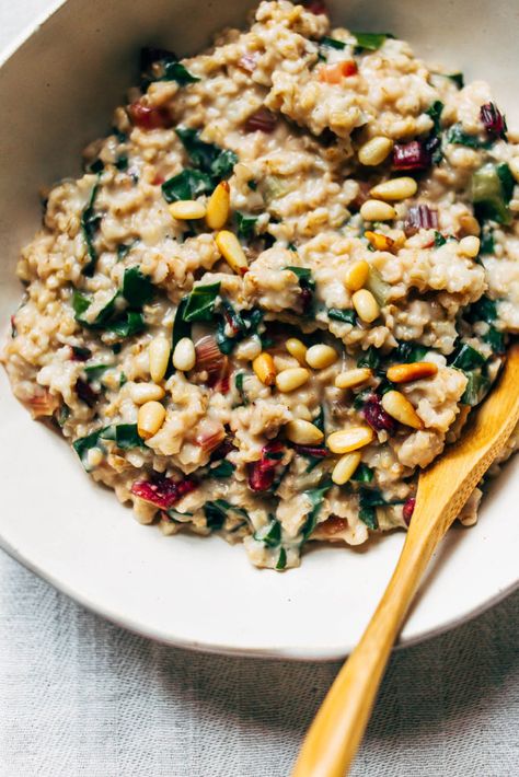 Rainbow Chard Recipes, Savory Oats, Savory Oatmeal, Chard Recipes, Rainbow Chard, Steel Cut Oats, Savory Vegan, Savory Breakfast, Oatmeal Recipes