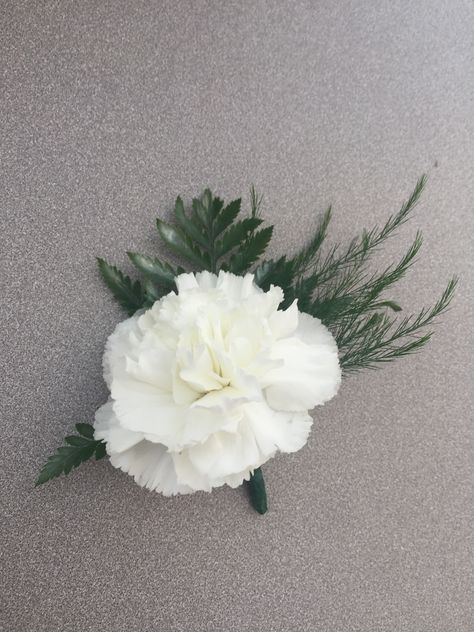 White Carnation Boutonniere, Carnation Boutonniere, White Carnation, Bridal Party Ideas, Wedding Groomsmen, School Dances, Boutonniere, Wedding Bouquet, Engagement Party