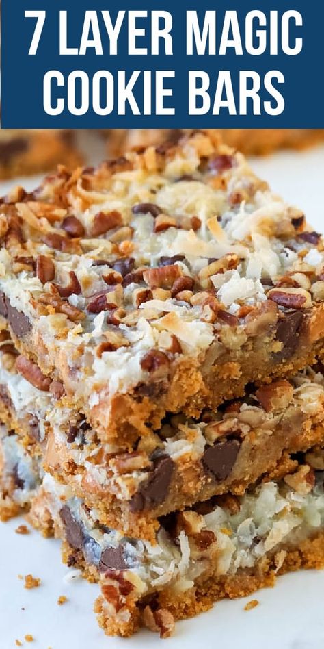 7-layer Magic Cookie Bars Magic Cookie Bar Recipe, Sweetened Condensed Milk Recipes, Mint Desserts, Resep Brownies, Magic Cookie Bars, Classic Cookies Recipes, Dessert Bar Recipe, 7 Layer, Cookie Bar Recipes