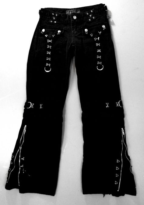 Tripp Nyc Pants Outfit, Alt Jeans, Vkei Outfits, Tripp Jeans, Goth Jeans, Slim Dresses Casual, Goth Pants, Tripp Pants, Lace Outfit