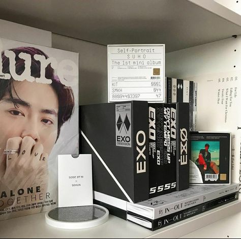 Exo Album List, Pc Aesthetic, Kpop Shelf, Exo Merch, Exo Album, Exo Fanart, Kpop Diy, Pop P, Kpop Merchandise