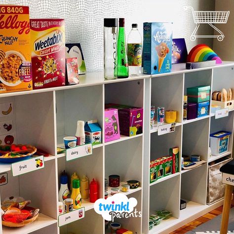 Thank you @ayla.the.explorer (on instagram) for sharing this photo- your supermarket role play set up looks like so much fun! We love how you transformed a room into your very own shop with shelves for all the products, a checkout to pay for the food and even a space to park up all the trolleys.   Find out supermarket role play pack on the Twinkl website- Role Play Shop, Shopping List Template, Role Play Areas, Play Shop, Corner House, Free Teaching Resources, List Template, Play Kitchen, Learning Spaces