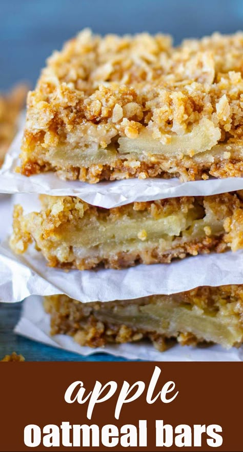 Apple Oatmeal Squares, Apple Oat Bars Healthy, Apple Oatmeal Bars Recipes, Oatmeal Apple Bars, Apple Bars Recipes, Apple Oatmeal Recipes, Leftover Apples Recipes, Apple Dessert Ideas, Apple Crisp Bars