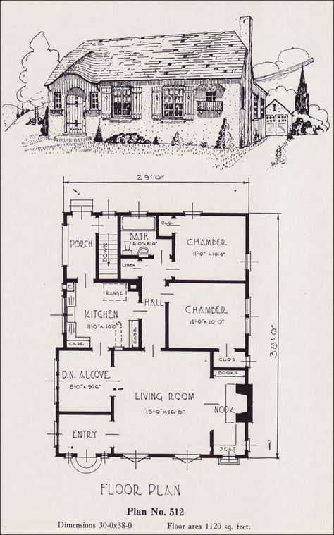 Fireplace Cottage, Vintage Floor Plans, Storybook House, Cottage Plans, Inglenook Fireplace, Vintage House Plans, Storybook Cottage, Sims House Plans, Casa Vintage