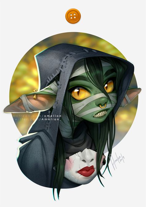 Nott, The Brave, Amelion . on ArtStation at https://www.artstation.com/artwork/nQxle4 Goblin Character Design, Female Goblin, Nott The Brave, Goblin Character, Goblin Art, Critical Role Campaign 2, Dnd Races, The Mighty Nein, Critical Role Fan Art