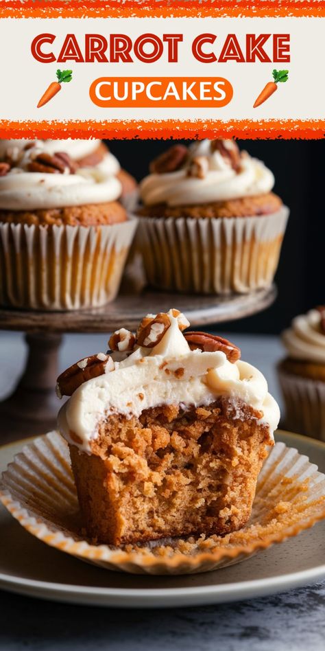 Carrot Cake Cupcakes: A Classic Recipe with a Creamy Twist - Carrot Cupcake Recipe, Cherry Dump Cake, Peach Dump Cake, Dump Cake Pumpkin, Apple Dump Cakes, Cupcakes With Cream Cheese Frosting, Carrot Cake Cupcakes, Carrot Cupcakes, Cupcake Tray