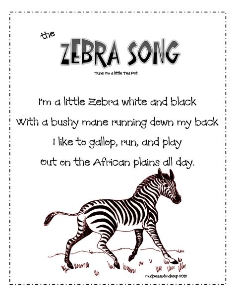 Page 1 Zoo Theme Toddler Activities, Zebra Activities For Preschool, Zoo Songs, Zoo Lessons, Preschool Zoo Theme, Animal Songs, Preschool Jungle, Zoo Preschool, Zoo Crafts