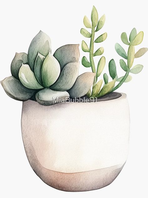 "charming and whimsical watercolor painting of a Succulents plant in a bohemian vase" Sticker for Sale by MiaBubble91 | Redbubble Bohemian Vase, Succulents Watercolor, Succulents Illustration, Succulent Painting, Succulent Watercolor, Cactus Watercolor, I Am Creative, Watercolor Succulents, Whimsical Watercolor