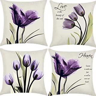 Art Deco Flowers, Purple Throw Pillows, Fall Living Room Decor, Country Throw Pillows, Floral Cushion Covers, Bed Chair, Floral Throw Pillow Covers, Floral Cushions, Flower Pillow