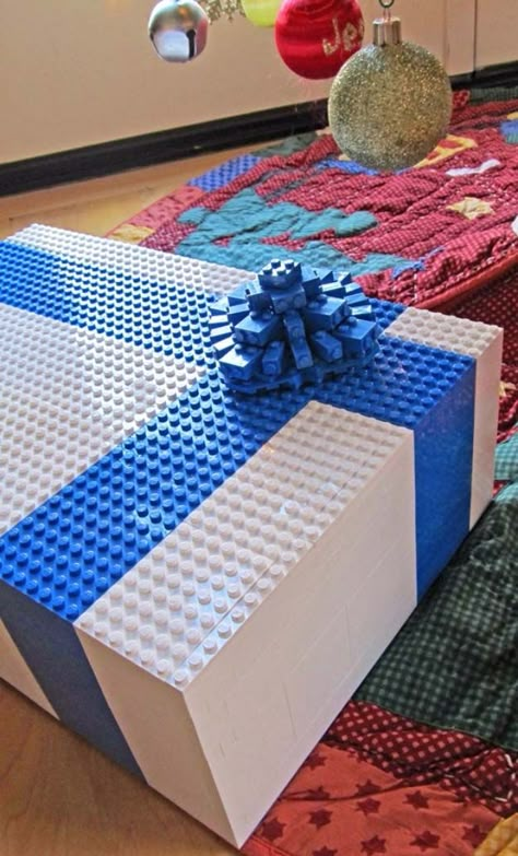 DIY Gift Wrapping Ideas - How To Wrap A Present - Tutorials, Cool Ideas and Instructions | Cute Gift Wrap Ideas for Christmas, Birthdays and Holidays | Tips for Bows and Creative Wrapping Papers |  Lego Gift Wrapped Box Idea |  http://diyjoy.com/how-to-wrap-a-gift-wrapping-ideas Lego Gift Box, Lego Boxes, Creative Wrapping, Diy Lego, Lego Gifts, Wrapped Gifts, Lego Birthday Party, Gift Wrap Box, Clever Gift