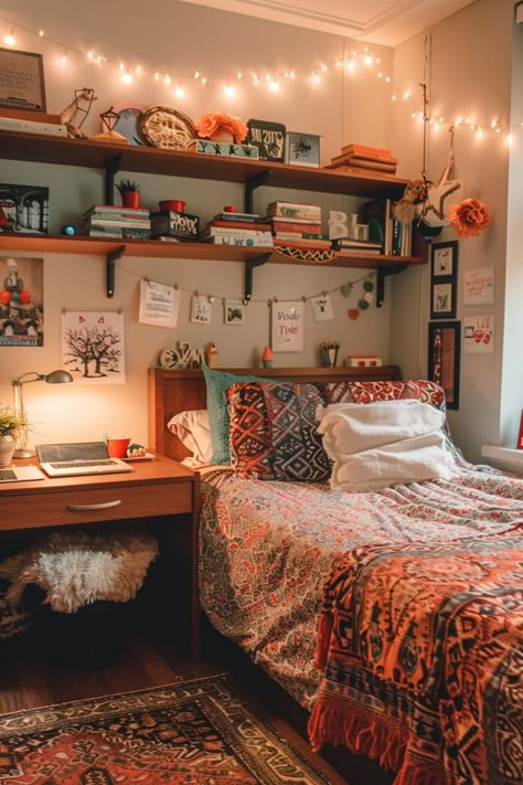 Get inspired with 24 cutest dorm room ideas for girls. From decor essentials to cozy dorm room aesthetics, find perfect designs for your dorm room. Click to see more and save the pin! Different Dorm Room Aesthetics, Dorm Room Ideas Black, Girl Dorm Room Ideas, Black And White Dorm Room, Cozy Dorm Room Aesthetic, Girls College Dorm Room Ideas, Maximalist Dorm Room, Vintage Dorm Room Ideas, Dorm Room Vintage