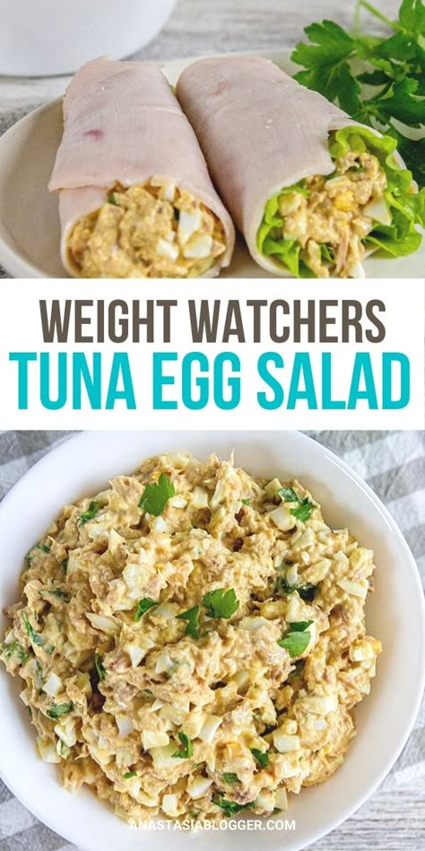 Weight Watchers Tuna & Egg Salad Tuna And Egg Salad, Weight Watchers Recipes With Points, Tuna Egg Salad, Weight Watchers Salad, Weight Watchers Lunches, Tuna And Egg, Weight Watchers Smart Points, Weight Watchers Recipes, Weight Watcher Dinners