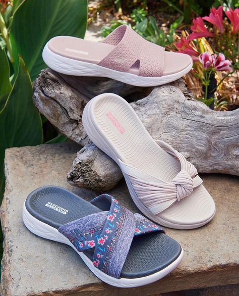 Dreaming of island hopping 🌺🏝️ #Skechers #sandals #comfort #vacation #vibes #SkechersStyle | Instagram Skechers Sandals, Ladies Footwear, Footwear For Men, Footwear Design, Vacation Vibes, North And South America, Wide Shoes, Island Hopping, Footwear Design Women