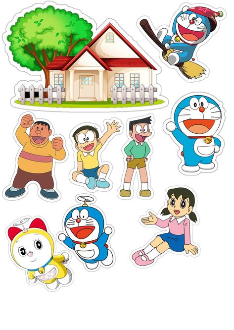 Doremon Cake Toppers Printable, Doremon Sticker Printable, Doraemon Sticker Printable, Cinderella Theme Birthday, Doraemon Sticker, Zoo Cake Topper, Toper Cake, Doraemon Cake, Birthday Cake Clip Art