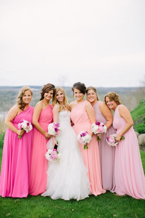 The Bride Wore Pnina Tornai for Her Romantic and Bright Wedding | Mary Dougherty Photography | KleinfeldBridal.com Cotton Wedding, Bridesmaid Inspiration, Pnina Tornai, Kleinfeld Bridal, Purple Bridesmaid Dresses, Pink Bridesmaid Dresses, Wedding Color Palette, Sister Wedding, Bridesmaid Flowers