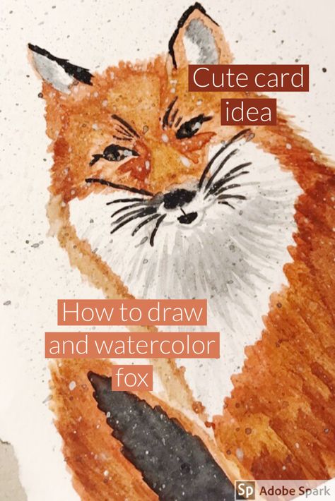 Easy watercolor tutorial how to make this cute fox. It is a great card idea or just for your own use! Watercolor Tutorial Beginner, Easy Watercolor Tutorial, Fox Watercolor, Watercolor Tutorial, Easy Watercolor, Cute Fox, Watercolour Tutorials, Cute Cards, To Draw