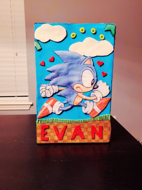 Sonic Valentine Box Ideas, Sonic Valentines Boxes, Sonic The Hedgehog Valentine Box Ideas, Sonic Valentines Day Boxes, Sonic Valentines, Kids Valentines Activities, Diy Valentines Box, Valentine Boxes For School, Kids Valentine Boxes