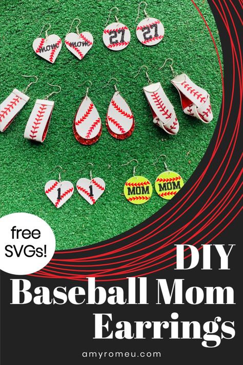 Baseball Cricut Projects, Baseball Crafts To Sell, Softball Cricut Projects, Baseball Crafts Diy, Football Earring Svg Free, Softball Earrings Diy, Cricket Jewelry, Baseball Svg Free Files For Cricut, Diy Sports Earrings