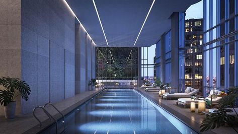 Manhattan Penthouse, New York Penthouse, City Condo, Indoor Swimming Pool, New York City Apartment, Renzo Piano, Luxury Amenities, Lap Pool, New Condo