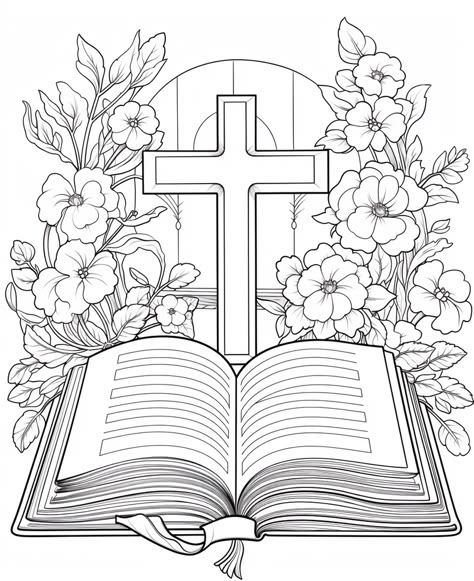 Religious Coloring Pages, Coloring Sheets For Adults, Free Bible Coloring Pages, Christian Coloring Pages, Bible Coloring Sheets, Cross Coloring Page, Colouring Sheets For Adults, Jesus Coloring Pages, Bible Verse Coloring Page