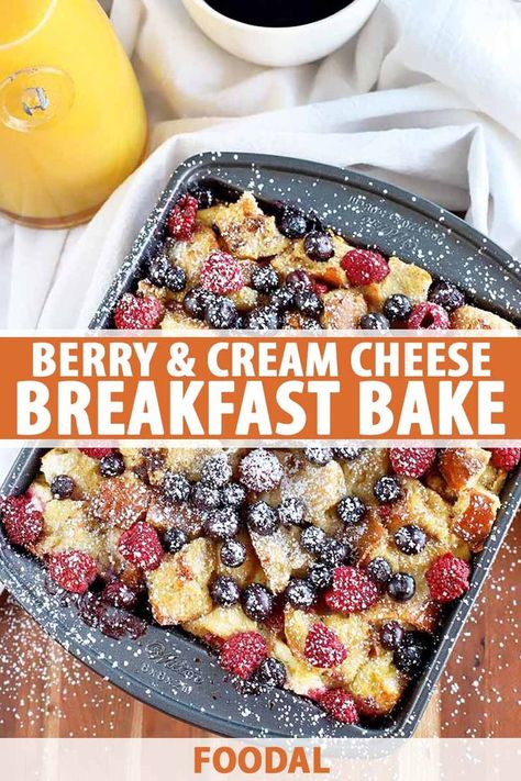 With the arrival of spring, it’s time to refresh our palates with the bright flavors found in this berry breakfast bake. A combination of your favorite fresh fruit and a punch of lemon zest will bring some zing to your breakfast routine. Get the recipe now on Foodal. #brunchrecipes #breakfast #foodal Berry Breakfast Bake, Cream Cheese Breakfast, Chocolate French Toast, Heavy Meals, Baked Breakfast, Baked Breakfast Recipes, Berry Breakfast, Breakfast Routine, Baked Fruit