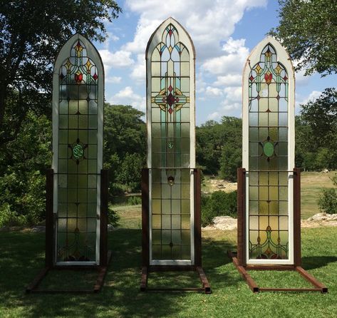 Vintage Architecture Rentals: Gothic Window Trio Architecture Gallery, Gothic Window, Rustic Wedding Backdrops, Gothic Windows, Church Office, Window Stained, Stained Glass Door, Eclectic Wedding, Vintage Architecture