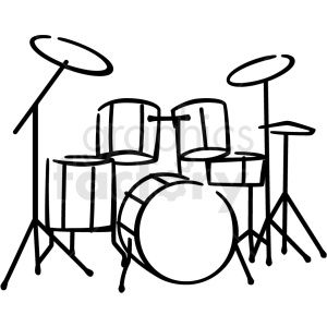 Drawing Of Drum Set, Drums Aesthetic Drawing, Cartoon Drum Set, How To Draw A Drum Set, Drum Set Reference, Drum Drawing Reference, Simple Drum Drawing, Drum Sticks Drawing, Drumkit Drawing