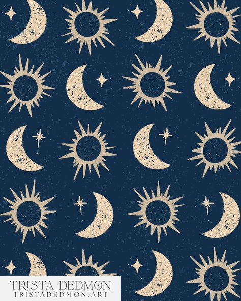 Sun and moons from the Bohemian Nights collection. I'm envisioning these most on blankets 🌙☀️ Photo Reels, Surface Patterns, Instagram Videos, Moon Sun, The Bohemian, Tufted Rug, Quilt Ideas, Surface Pattern, Blankets