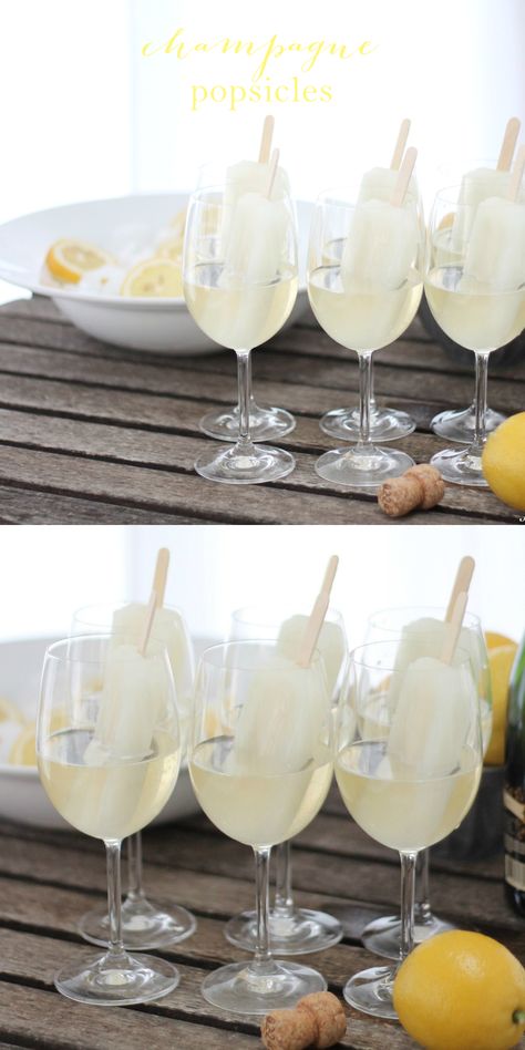 Perfect for summer champagne-popsicles! Champagne Popsicles, Popsicle Cocktail, Alcoholic Popsicles, Mojito Cupcakes, Boozy Popsicles, Cocktail Champagne, Popsicle Party, Kid Friendly Drinks, Special Drinks