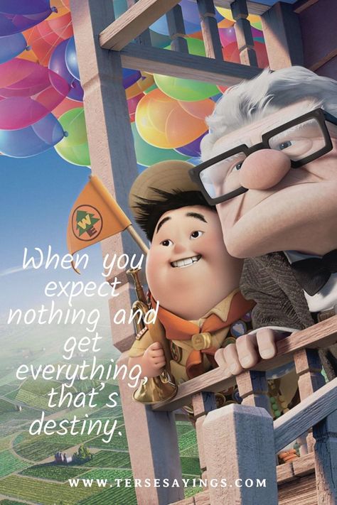 Children can learn from the movie Up that while bad things do come in life, they are always equaled by better. All such Up quotes can inspire you with the inspiration you need to keep improving your needs and wants.In the animated film Up, Carl, an old and cranky man, is shown to have an unbreakable devotion to his late wife and his desire to see Paradise Falls. Carl will stop at nothing to make this dream come true.#UpQuotes #Beginning #animated film #Great Adventure Disney Up Quotes About Love, Inspirational Film Quotes, The Movie Up Quotes, Carl From Up, Quotes From Up The Movie, Up Movie Quotes Couple, Movie Up Quotes, Greatest Movie Quotes, Up Quotes Disney Pixar