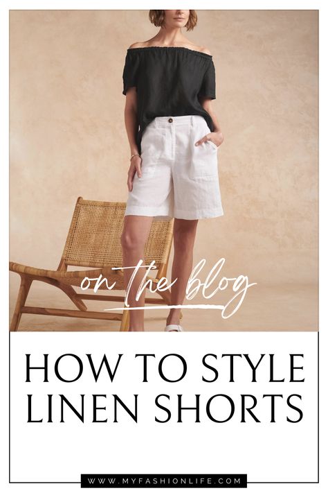 Linen shorts are a really great summer staple piece. These tips break down how to wear linen shorts and includes some great tips on how to style linen shorts to look slimmer. Style Linen Shorts, Linen Shorts Outfit, Fancy Event, Lightweight Blazer, Meet Friends, Meeting Friends, Oversized Denim Jacket, Neutral Shades, Crisp White Shirt