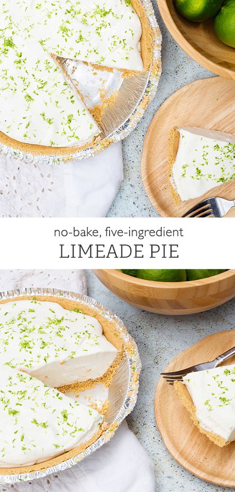 Limeade Pie, Key Lime Pie Recipe No Bake, Frozen Key Lime Pie, Cool Whip Pies, Key Lime Pie Easy, Cool Whip Desserts, Limeade Recipe, Frozen Limeade, Dessert Summer