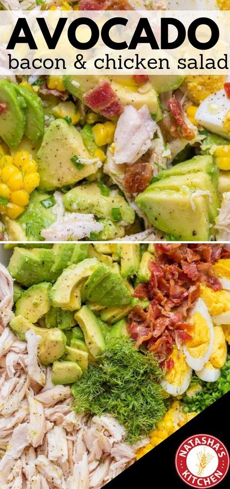 Avocado Chicken Salad Recipe, Homemade Bacon, Avocado Chicken, Green Salad Recipes, Salad Recipes Video, Chicken Salad Recipe, Avocado Chicken Salad, So Satisfying, Chicken Avocado