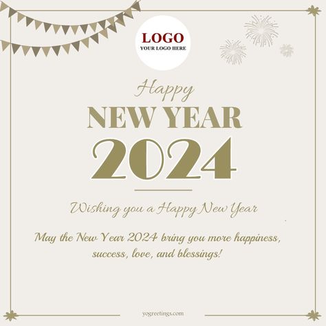 Upload Logo on Happy New Year Cards for Business Clients 2024 Business New Year Wishes, Happy New Year Logo, New Year Wishes Cards, Happ New Year, New Year Logo, Cards For Business, Happy New Year Animation, Business Wishes, New Year Card Design