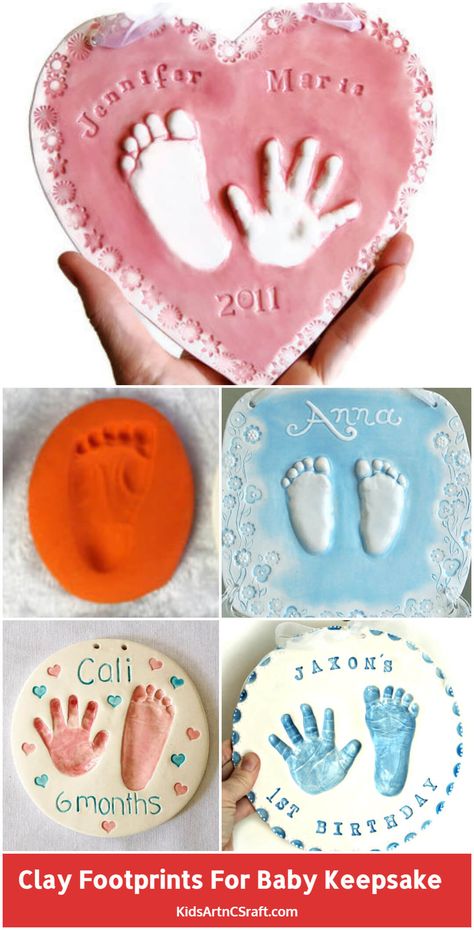 Infant Clay Crafts, Clay Footprints, Clay Footprint Ornament, Baby Footprint Clay Christmas, Footprint Pottery Ideas, Baby Keepsake Ideas, Baby Clay Footprint Art, Plaster Of Paris Handprints, Newborn Clay Footprint