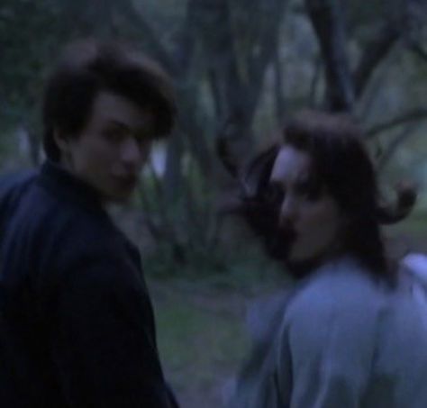 veronica sawyer and jason dean running in heathers film Slater Aesthetic, Jd Heathers Musical, Young Christian Slater, Heathers 1988, Jason Dean Heathers, Jd Heathers, Jd And Veronica, Jason Dean, Heathers Movie