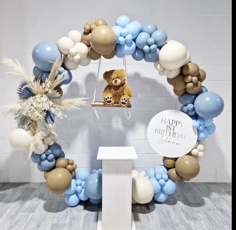 Blue Balloon Garland, Baby Shower Balloon Arch, Boys Birthday Party Decorations, Bear Baby Shower Theme, Gender Reveal Party Decorations, Garland Arch, Teddy Bear Baby Shower, Baby Shower Party Supplies, Happy Birthday Balloons