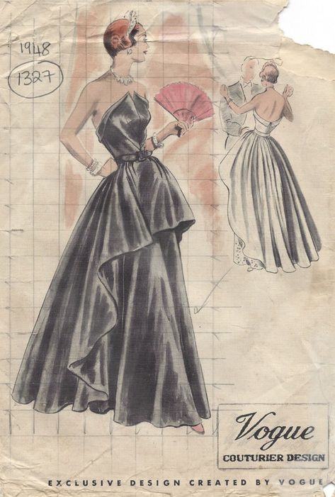 Vintage Fashion Sketches, Vintage Vogue Patterns, Vintage Vogue Sewing Patterns, Vogue Vintage, Magazine Vogue, Vogue Dress, Vintage Dress Patterns, Vogue Sewing, Vogue Sewing Patterns