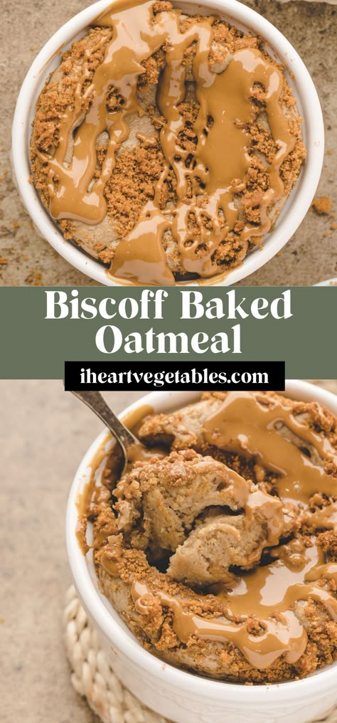 These Biscoff baked oats might be the ultimate dessert-for-breakfast recipe! Made with whole grain oats, sweetened with banana, and then topped with Biscoff cookies and Biscoff spread, this recipe will have you jumping out of bed in the morning! Biscoff Recipes, Biscoff Cookie Butter, Biscoff Spread, Breakfast Prep, Biscoff Cookies, Oats Breakfast, Baked Oats, Overnight Oats Recipe, Healthy Sweets Recipes