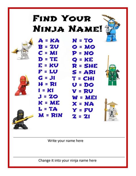 Ninja Name Generator, Your Ninja Name, Ninja Name, Birthday Cake Kids Boys, Karate Party, Ninja Theme, Lego Ninjago Party, Lego Ninjago Birthday, Karate Birthday