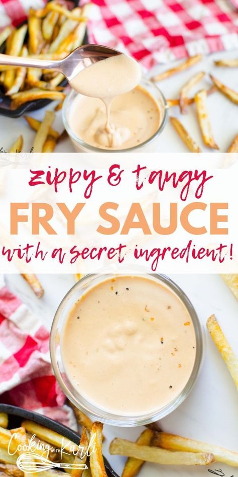 Fry Sauce is a french fry dipping sauce popular in Utah. Made with mayo, ketchup, mustard, vinegar and a secret ingredient, this recipe is definitely a keeper! Find out why my home state is crazy about fry sauce! |Cooking with Karli| #frysauce #utah #dippingsauce #sauce #dipping #frenchfries Ketchup Mayo Mustard Sauce, Ketchup Mayo Dipping Sauce, Mayo Dipping Sauce French Fries, Fry Dipping Sauce Recipes, French Fry Sauce Recipe, French Fry Dipping Sauce Recipes, French Fry Dip, Utah Fry Sauce Recipe, French Fries Dipping Sauce