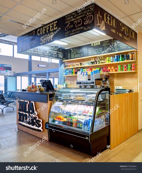 PALANGA AIRPORT, LITHUANIA - 09 FEBRUARY 2017: Mama's coffee shop interior. Palanga International airport. Lithuania. #Ad , #Sponsored, #FEBRUARY#Mama#PALANGA#AIRPORT Airport Coffee, Restaurant Font, Coffee Shop Interior, Coffee Kiosk, Coffee Display, Retail Branding, Shop Work Bench, Womens Fashion Casual Chic, Shop Sign Design