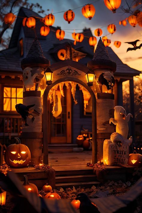 12.5 FT Halloween Inflatables Outdoor Yard Decorations, Spooky Light-Up Blow Ups Inflatable Halloween Outside Decor, Ghost, Pumpkin, Witch, Castle, Tree Archway Inflatable (Castle Inflatables) Halloween Outside Decor, Tree Archway, Halloween Front Yard Inflatables, Halloween Witch’s Lair, Halloween Yard Inflatables, Witch Castle, Inflatable Castle, Castle Halloween, Outside Decor