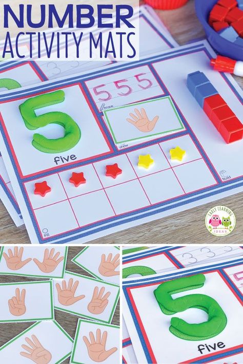 Use these 1-20 number activity mats to help your kids in preschool, pre-k and kindergarten learn counting, number recognition, one-to-one correspondence, and number sense.  The mats are a great multi-sensory tool that your kids will love. There are so many ways to explore numbers on just one page. Use playdough to form numerals, trace the dotted numbers, represent the number with finger-counting cards, ten frame, and build the number with counting cubes. #preschoolmath #prekmath #kindergart Representing Numbers Kindergarten, 1 To 1 Correspondence Activities, Number 1 Activities, Finger Counting, Multisensory Math, Learning Numbers Preschool, Number Recognition Activities, Learning Preschool, Number Activity