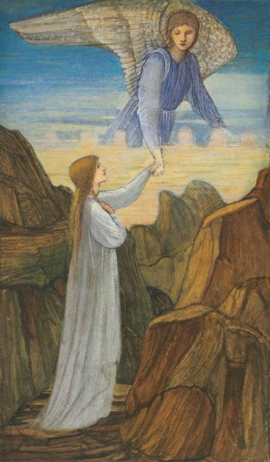 Sir Edward Coley Burne-Jones, Bt., A.R.A., R.W.S. (1833-1898), The Guardian Angel. 17¼ x 10½ in (43.9 x 26.7 cm). Estimate £30,000-50,000. Offered in British & European Art Victorian, Pre-Raphaelite & British Impressionist Art on 11 July 2019 at Christie’s in London Burne Jones, Guardian Angel, The Guardian, R A, A R, Angel